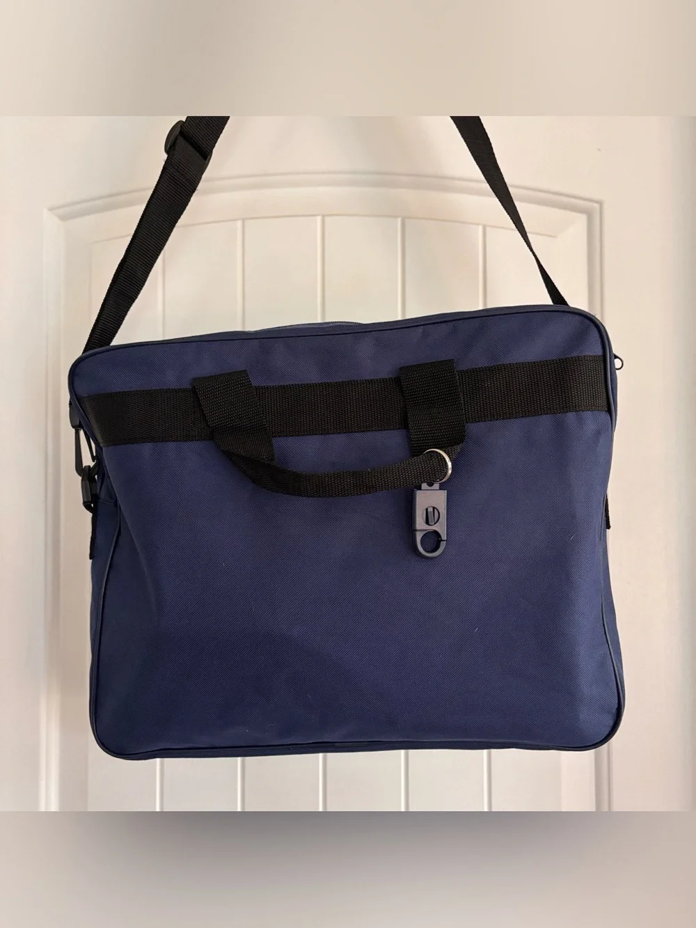 New Balance Navy Duffel Bag with Red Logo and White Branding